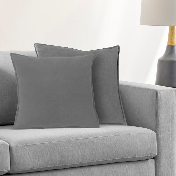 Cotton Velvet Charcoal Flange Pillow Cover