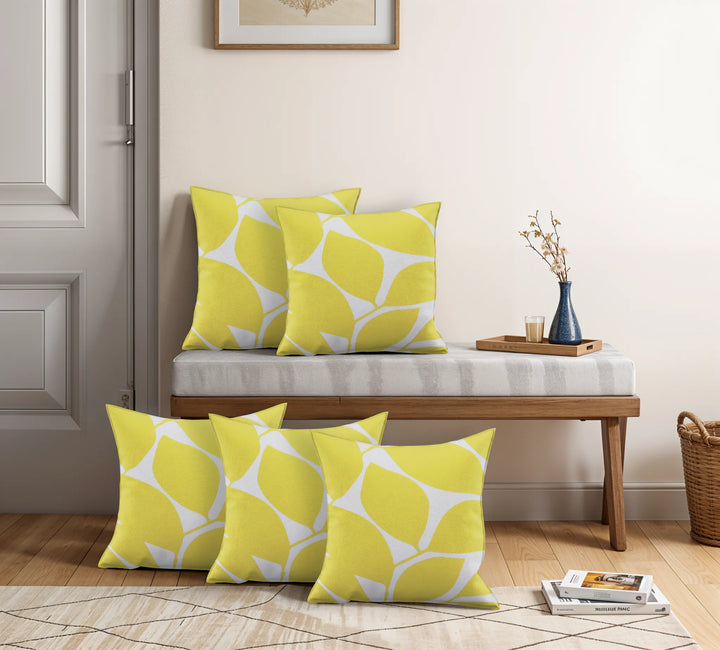 Somerset Cotton Light Gray and Yellow Pillow Cover