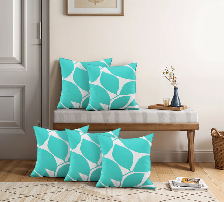 Somerset Cotton Gray & Seafoam Screen Printed Pillow Cover