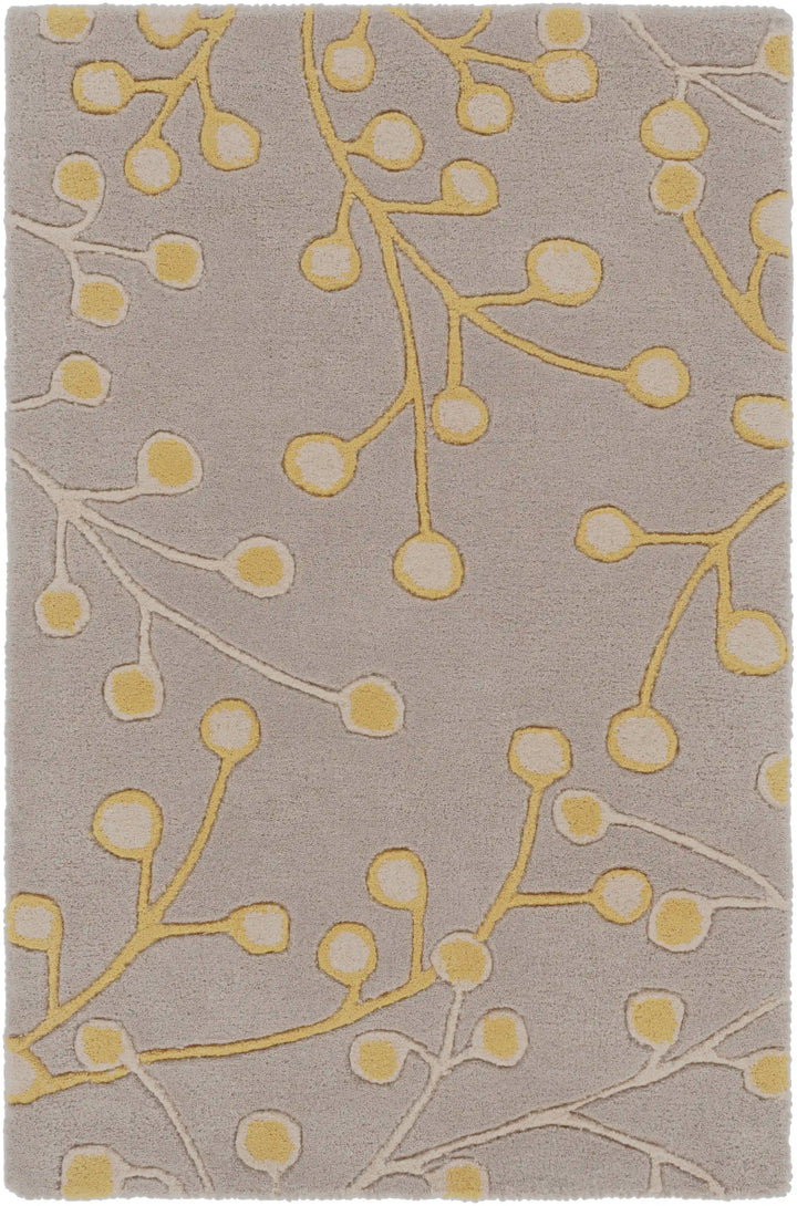 Hand Tufted Athena Gray and Yellow Floral Wool Rug