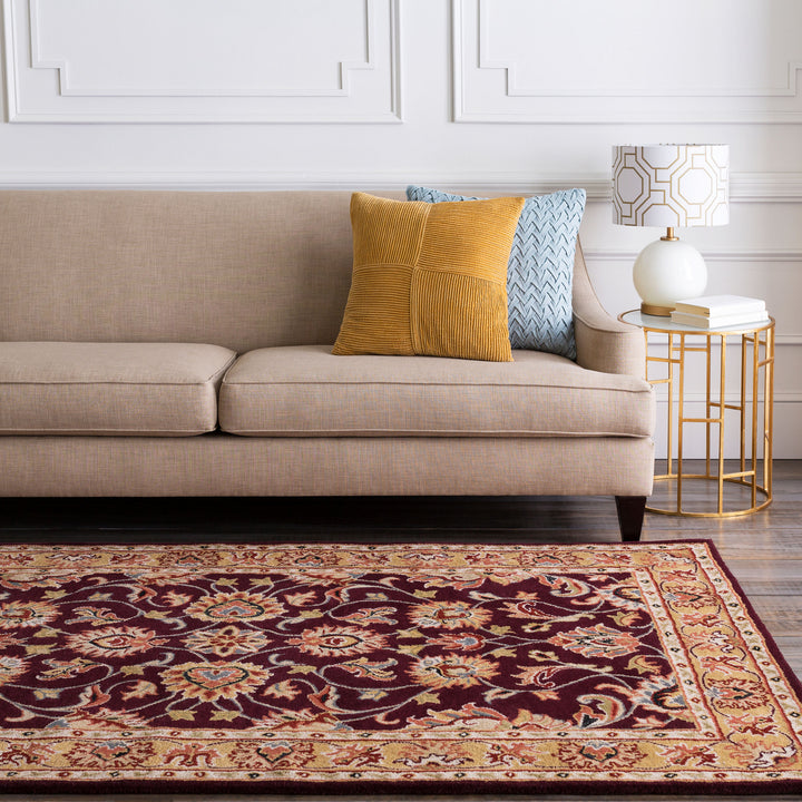 Hand-Tufted Caesar Multicolor Burgundy and Beige Wool Rug