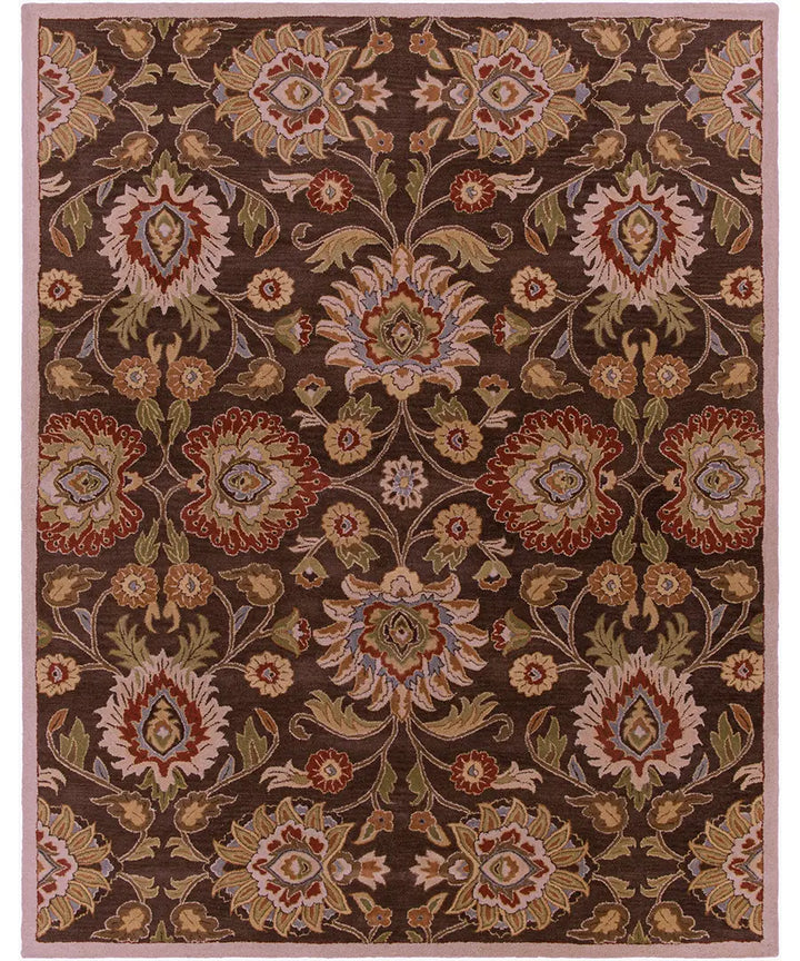 Hand Tufted Oriental & Traditional Caesar Dark Brown Wool Rug