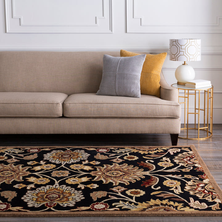 Hand-Tufted Caesar Floral Black Wool Rug