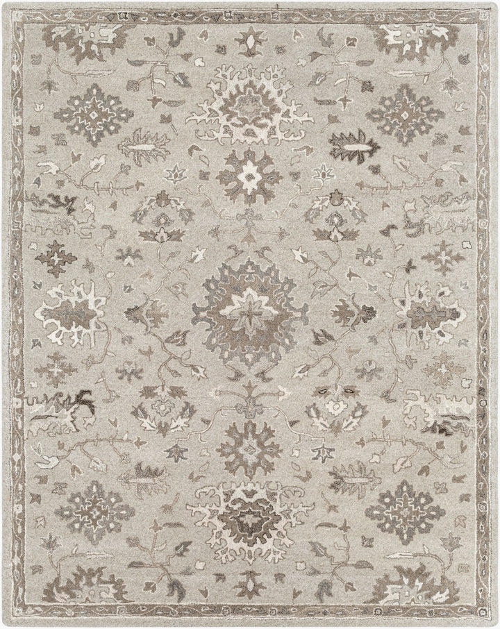 The Caesar Hand-Tufted Wool Rug in Charcoal, Traditional Design
