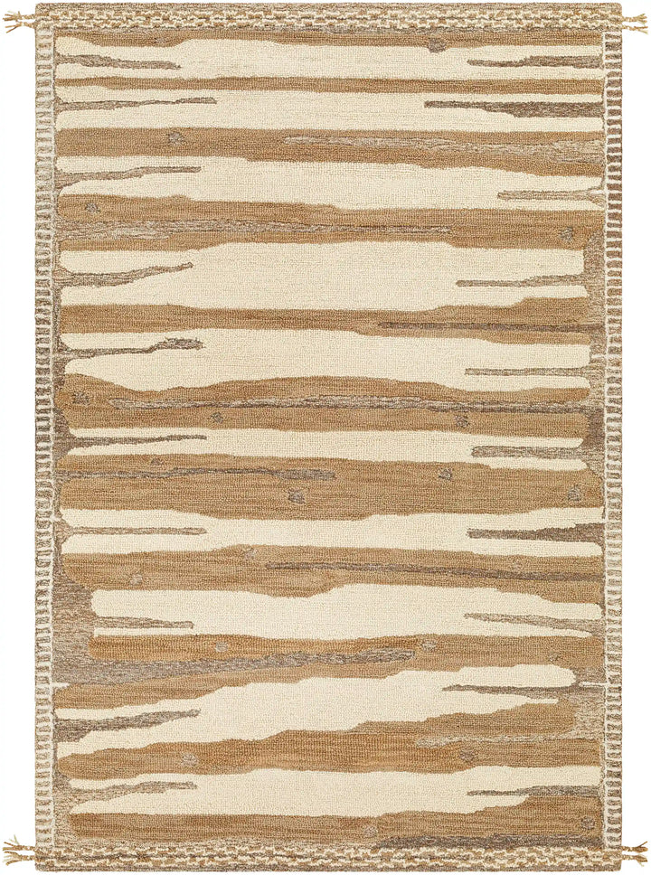 Hand Woven Cherokee Beige and Brown Wool Rug