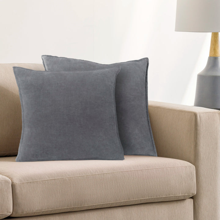 Cotton Velvet Charcoal Flange Pillow Cover