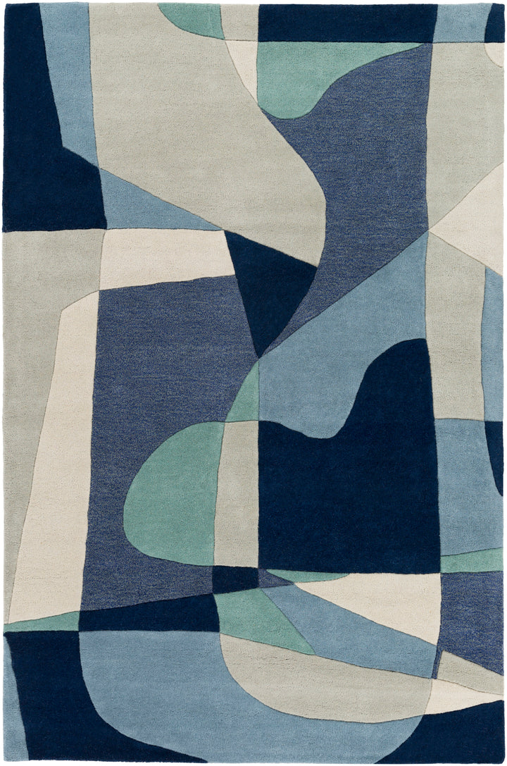 Hand-Tufted Forum Dusty Sage and Blue Wool Rug