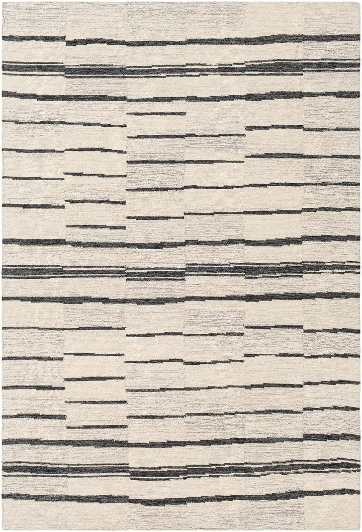 Hand Tufted Granada Black and Beige Geometric Wool Rug