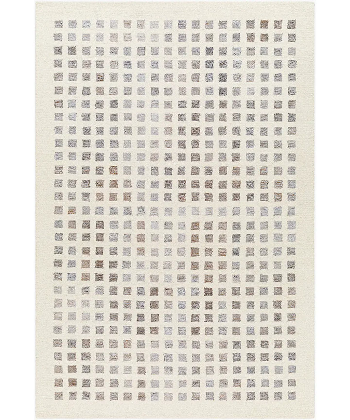 Hand Tufted Geometric & Stripes Ottawa Beige Wool & Recycled PET Yarn Rug