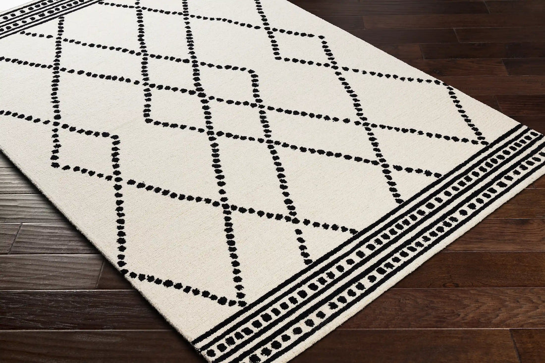 Hand-Tufted Arsenal Cream and Black Wool Rug