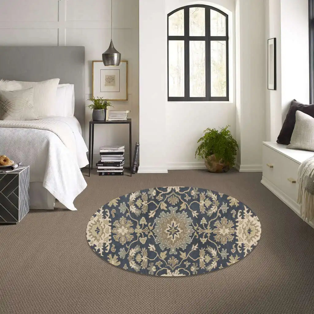 Hand Tufted Caesar Brown and Navy Wool Rug