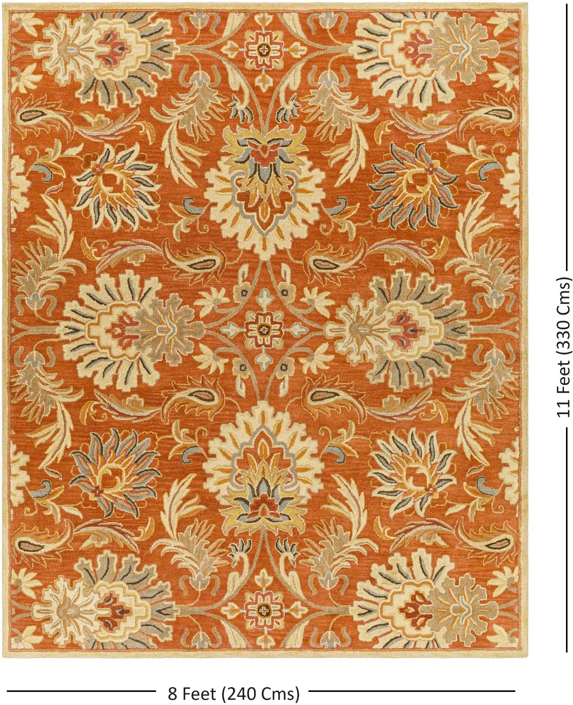 Hand Tufted Caesar Dark Brown and Orange Wool Rug