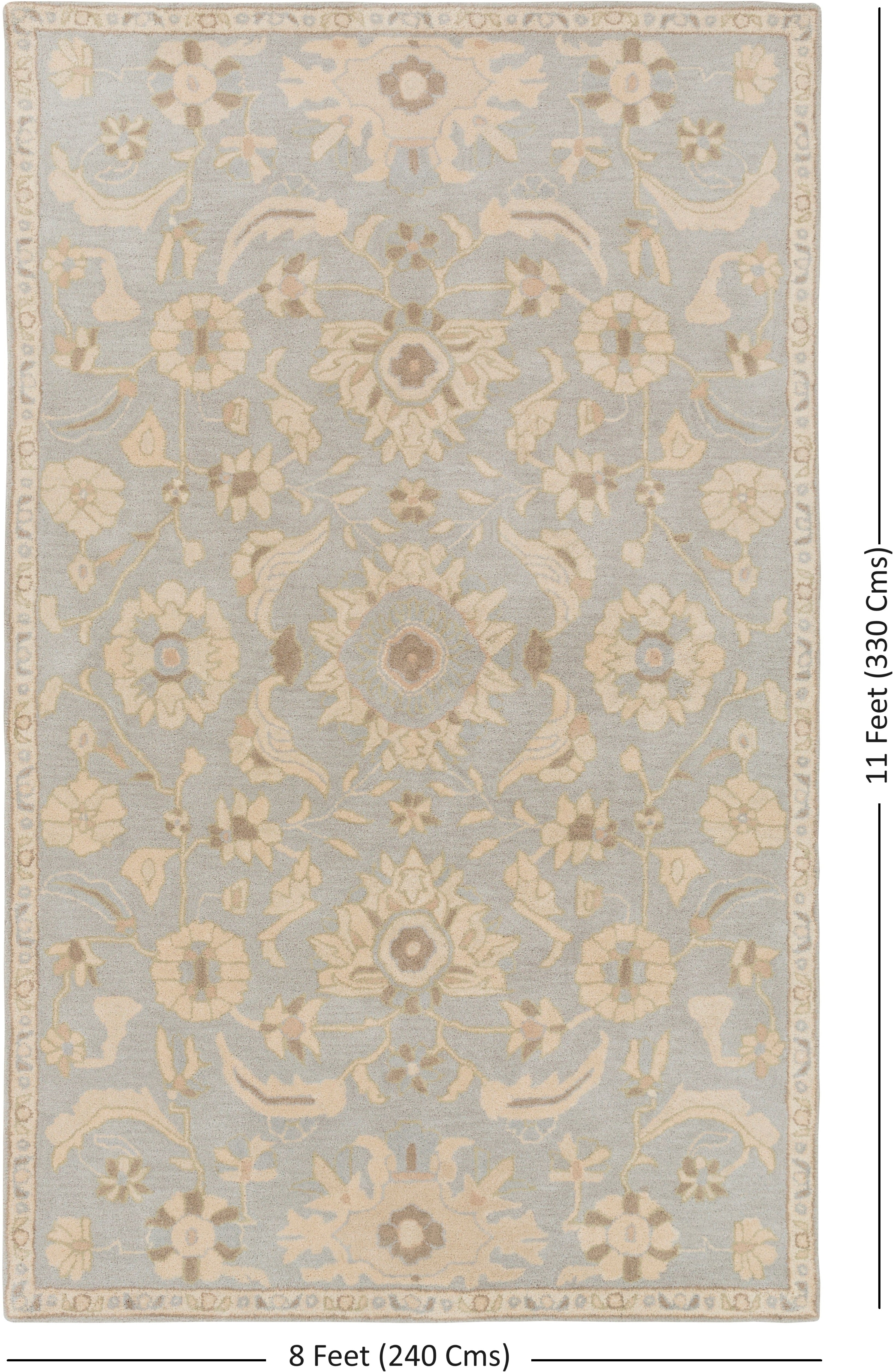 Hand Tufted Caesar Blue and Beige Charcol Wool Rug