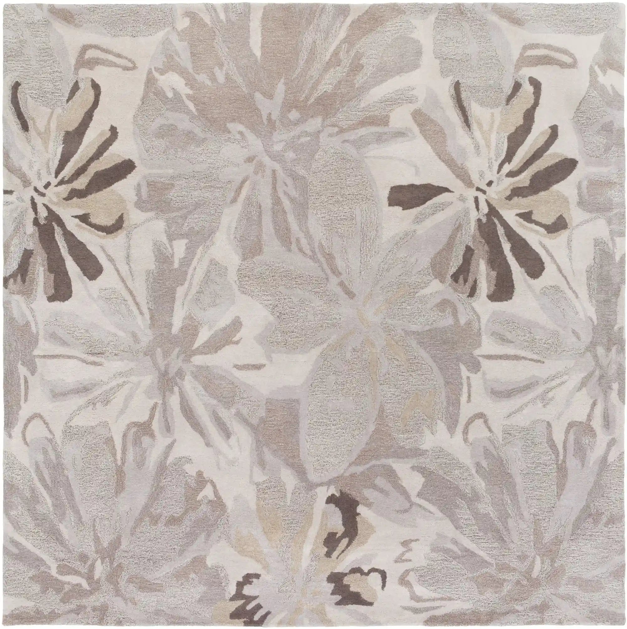Hand-Tufted Athena Gray and Brown Floral Wool Rug