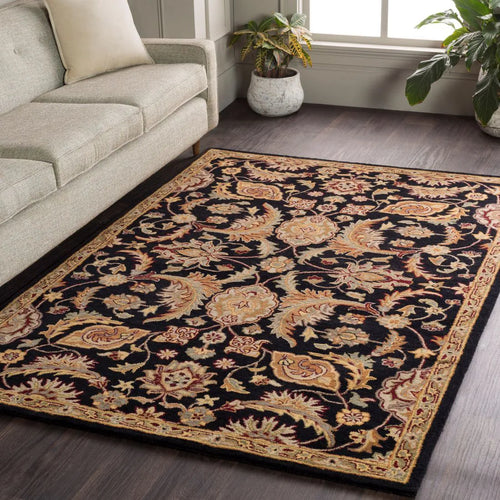 Hand Tufted Floral Camel Brown Wool Rug