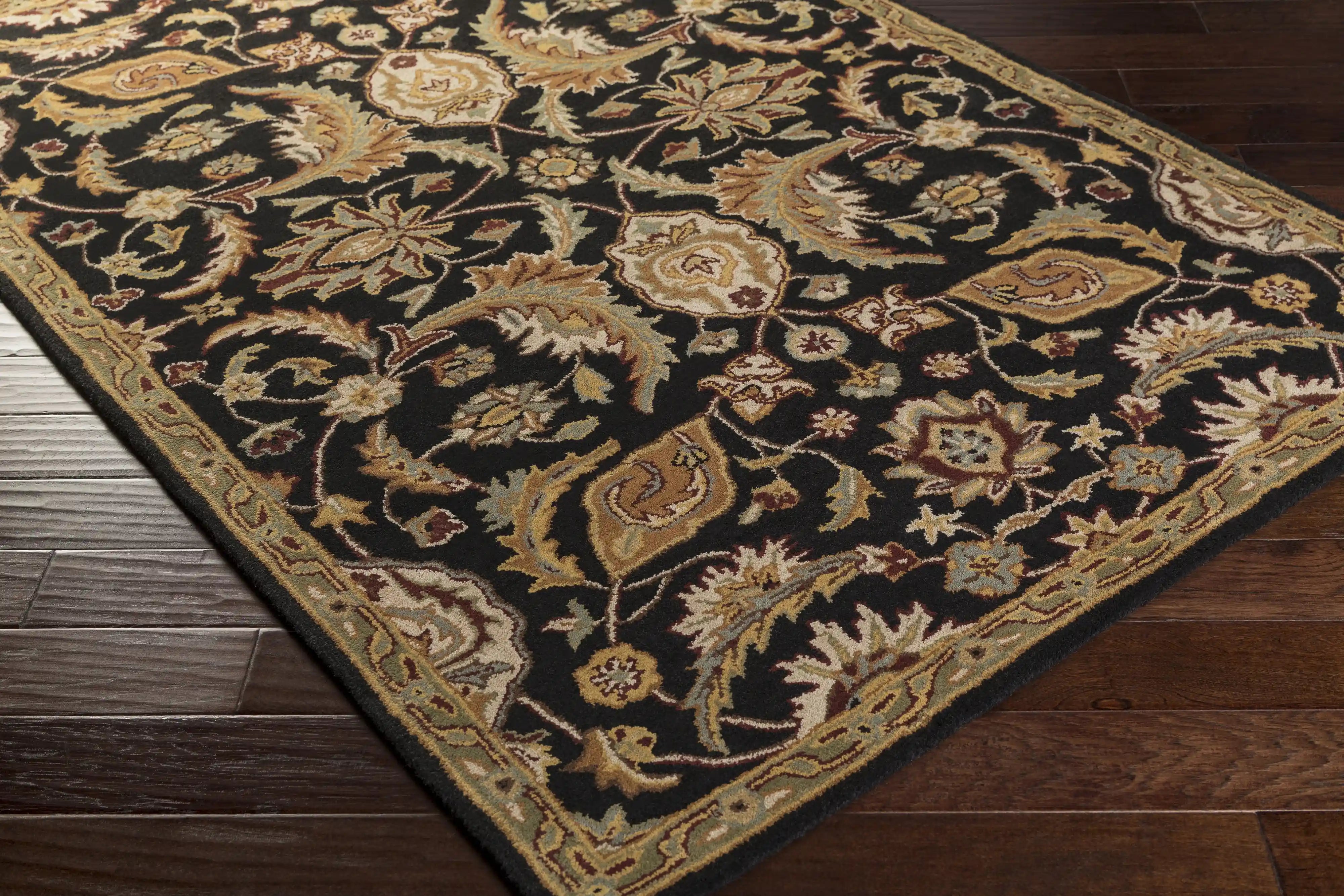 Hand Tufted Floral Camel Brown Wool Rug