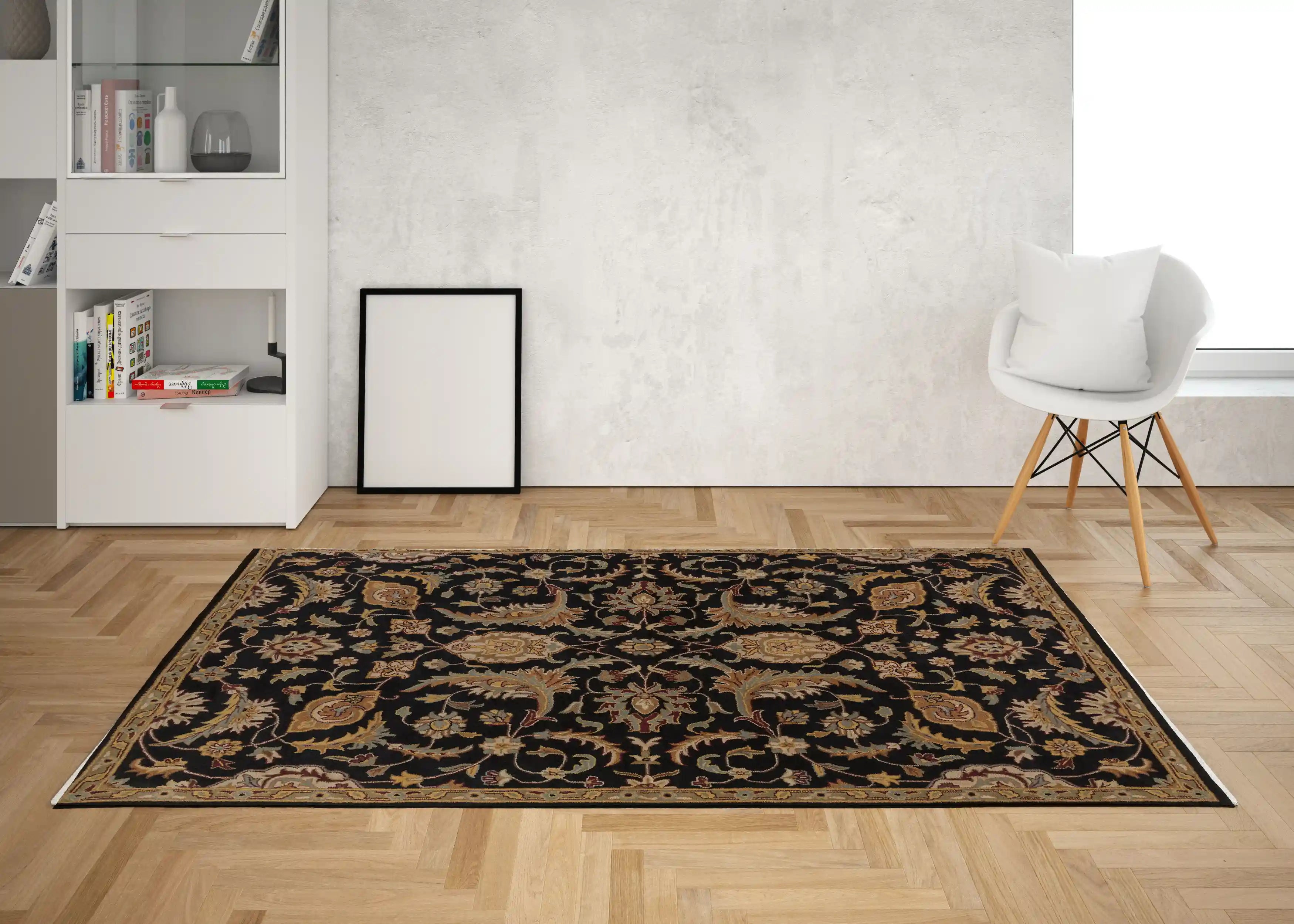 Hand Tufted Floral Camel Brown Wool Rug