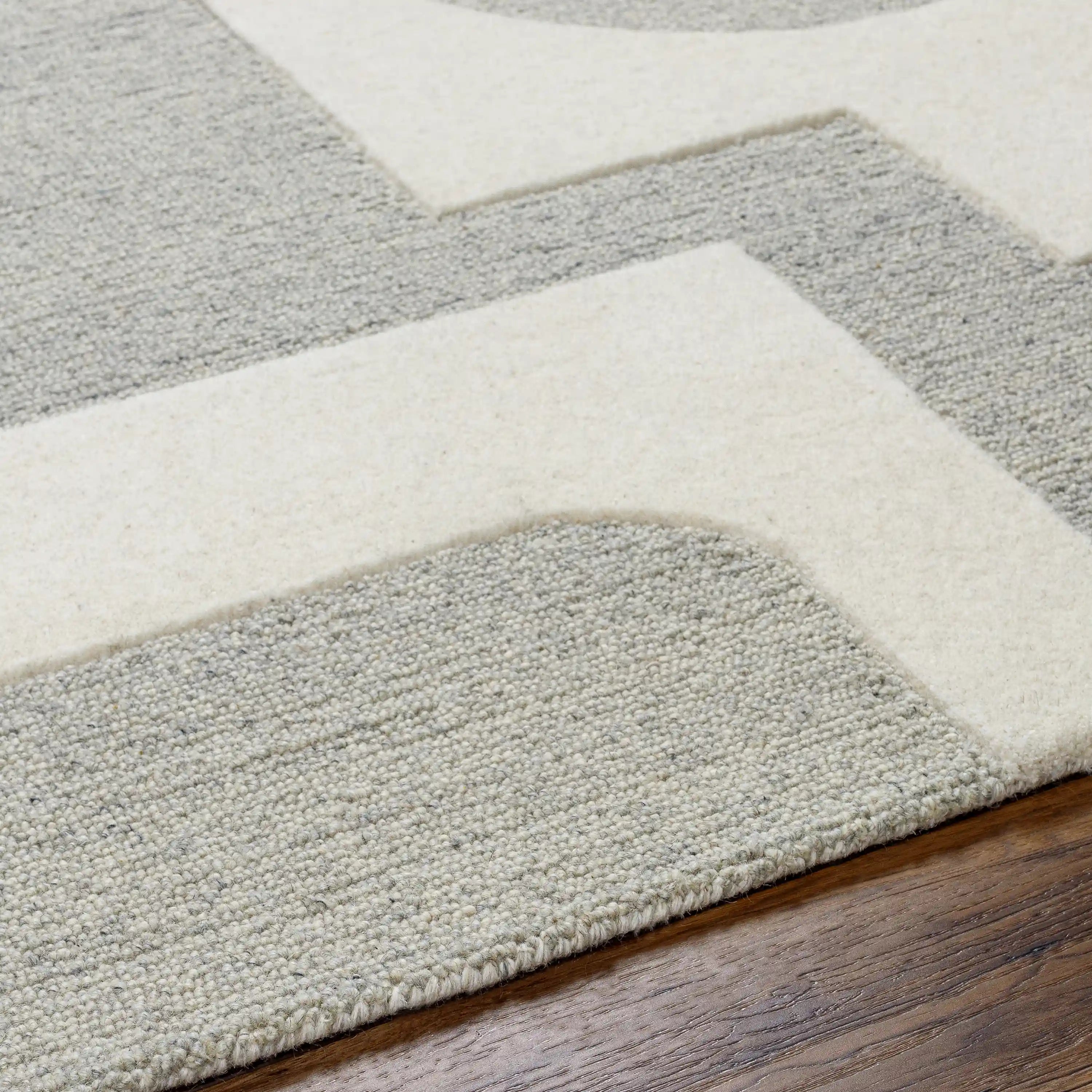 Hand Tufted Brook Beige Geometric Wool Rug