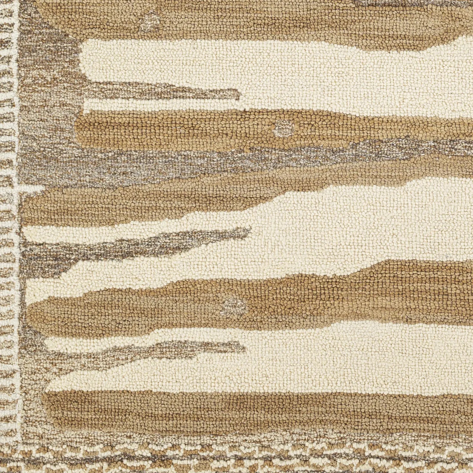 Hand Woven Cherokee Beige and Brown Wool Rug