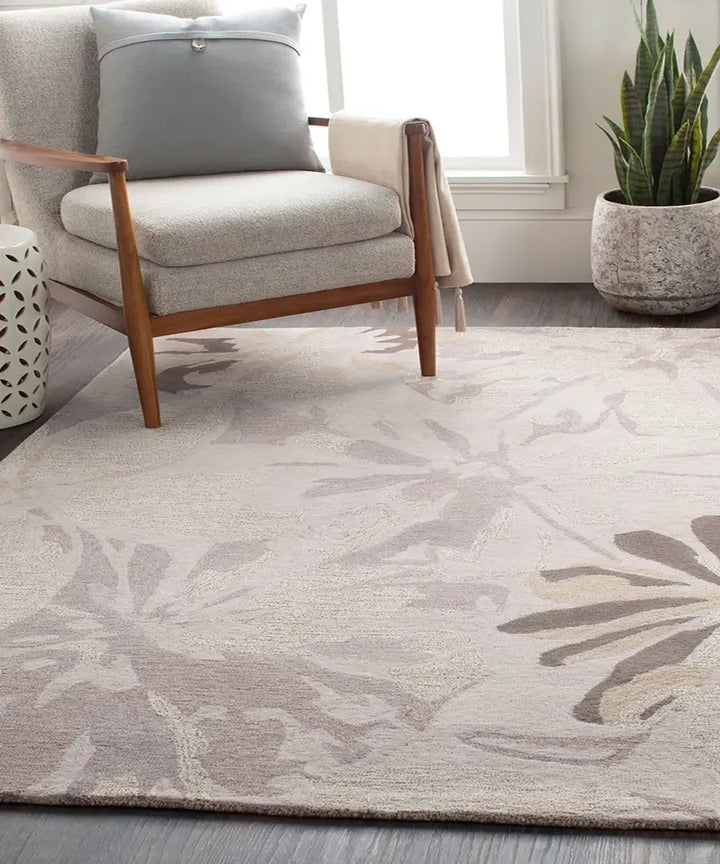 Hand-Tufted Athena Gray and Brown Floral Wool Rug