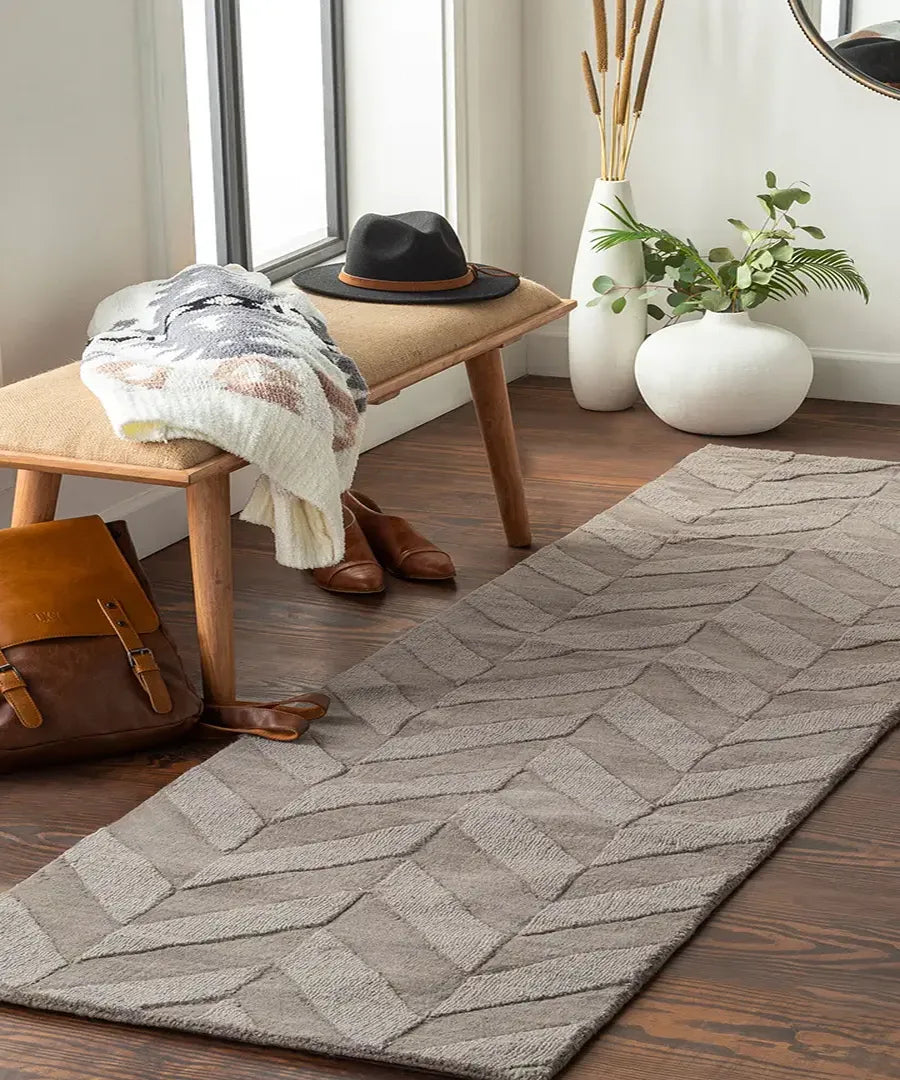 Central Park Hand Loomed Charcoal and Medium Gray Wool Rug