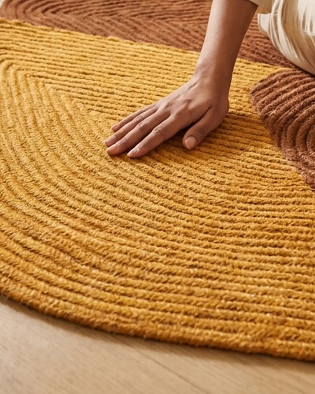 Gold & Brown Artistic Design Autumn Flow Rug