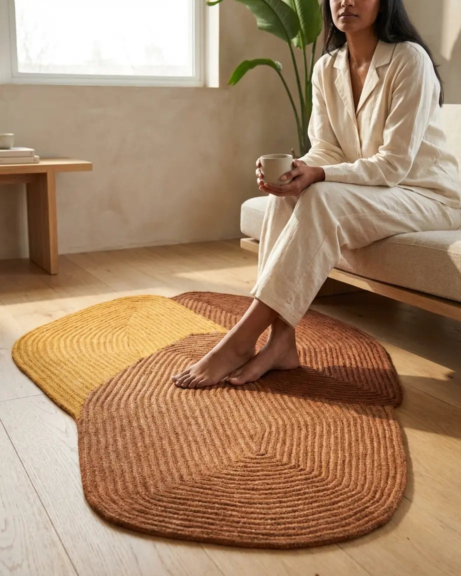 Gold & Brown Artistic Design Autumn Flow Rug