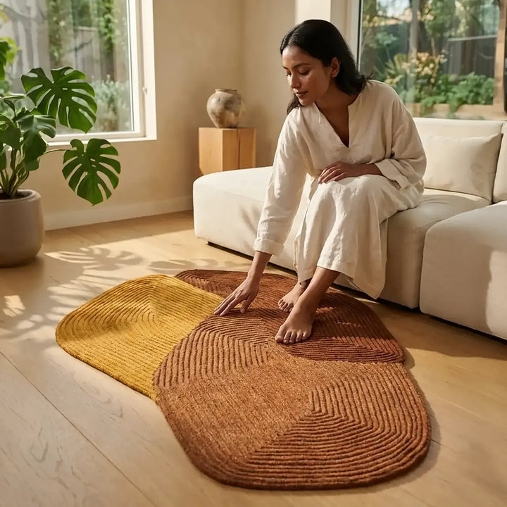 Gold & Brown Artistic Design Autumn Flow Rug