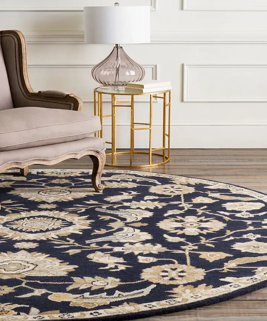 Hand-Tufted Caesar Rustic Ink Blue Traditional Wool Rug