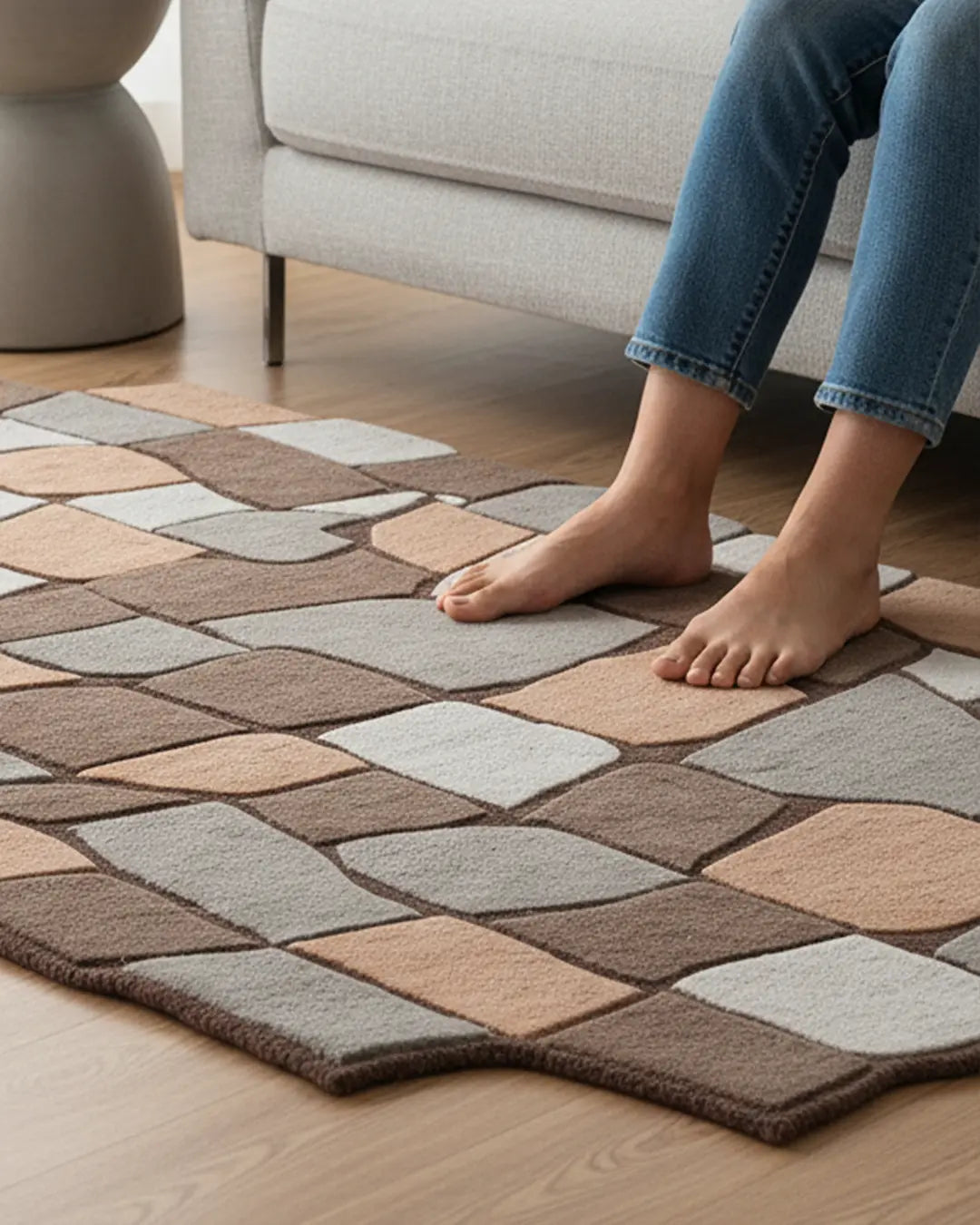 Nature-Inspired  Earth Mosaic Rug