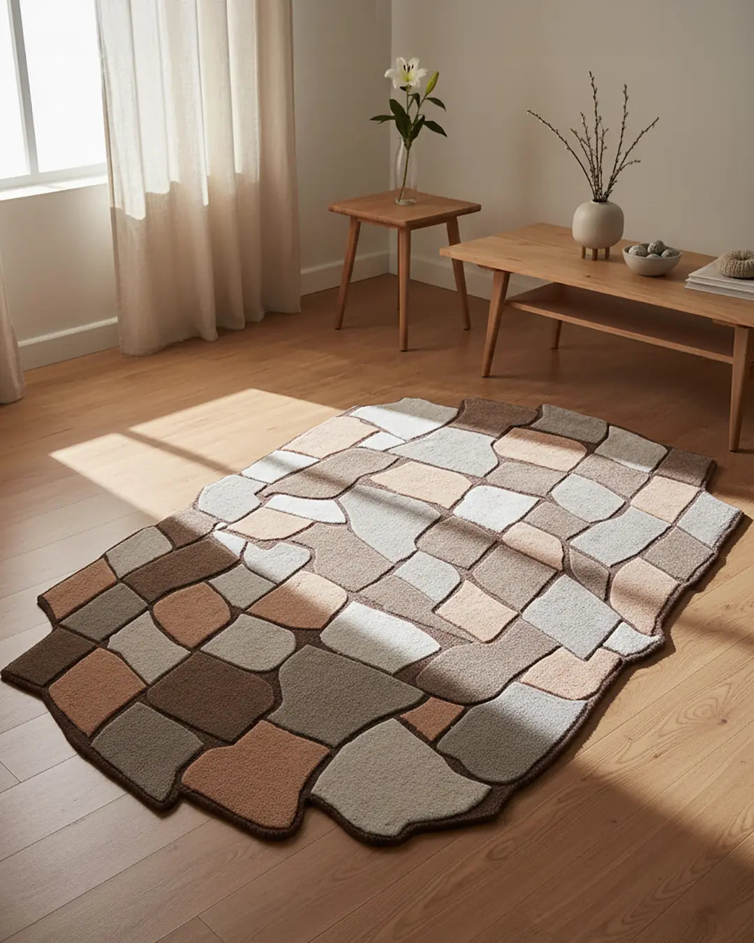 Nature-Inspired  Earth Mosaic Rug