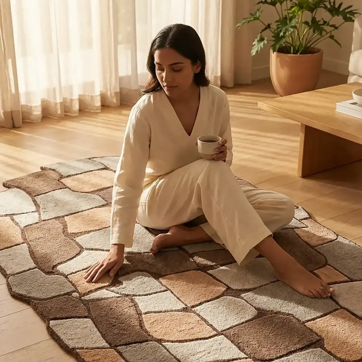 Nature-Inspired  Earth Mosaic Rug