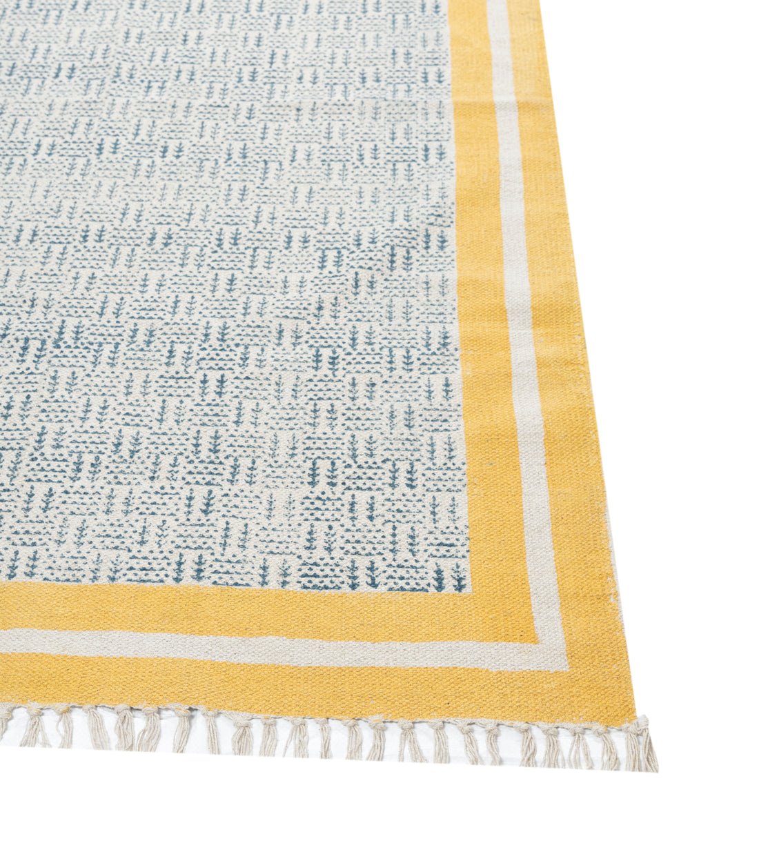 Exquisite Blue and Yellow Cotton Geometric Rug