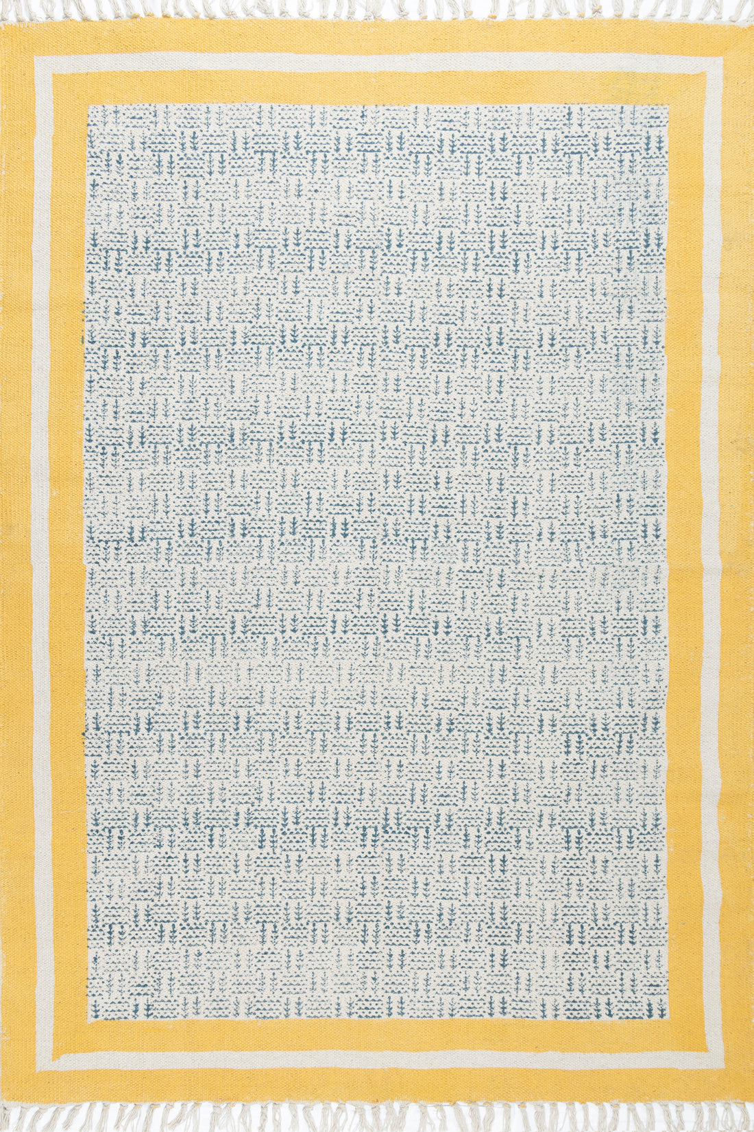 Exquisite Blue and Yellow Cotton Geometric Rug