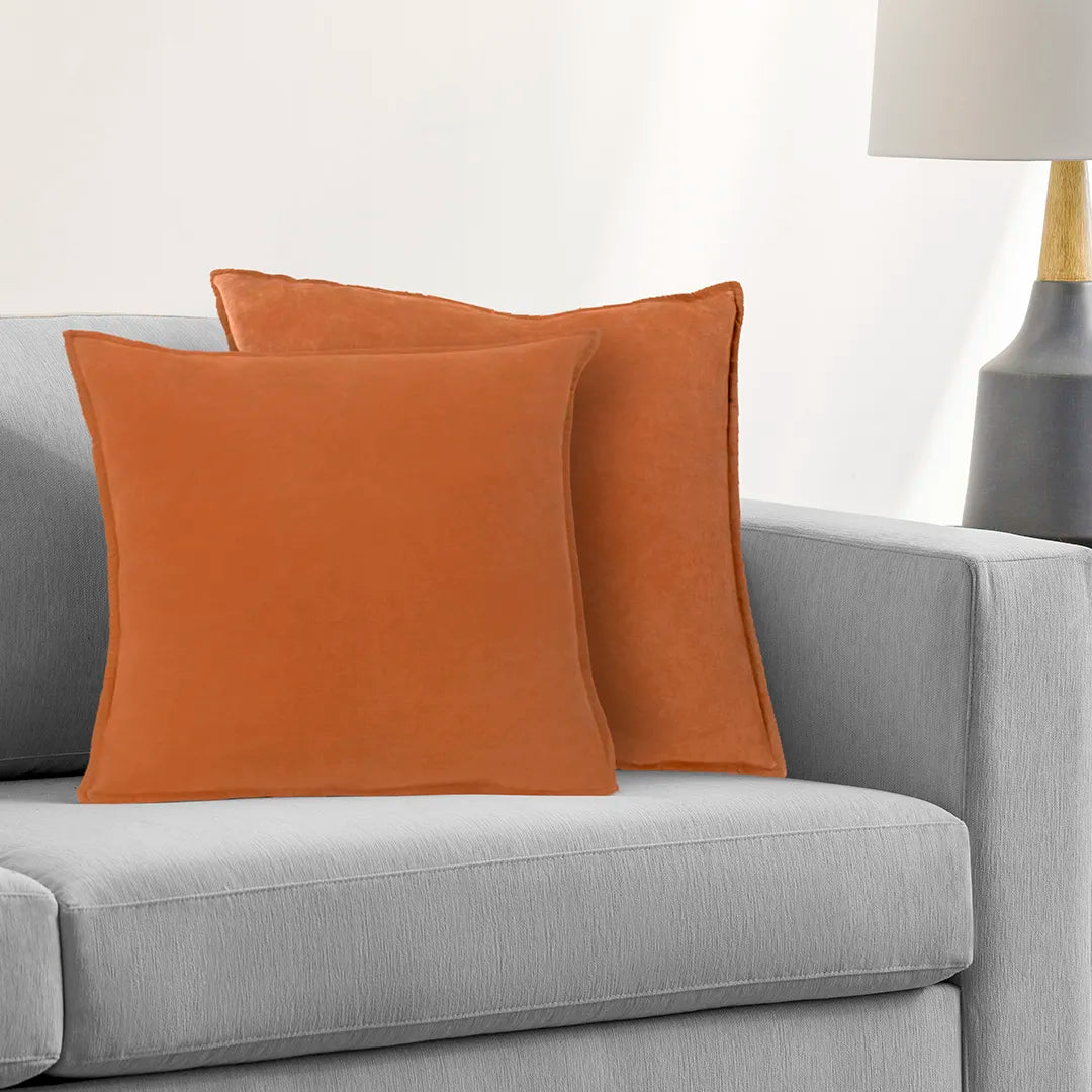 Cotton Velvet Brown Flange Pillow Cover