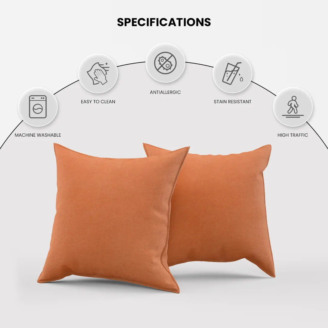 Cotton Velvet Brown Flange Pillow Cover