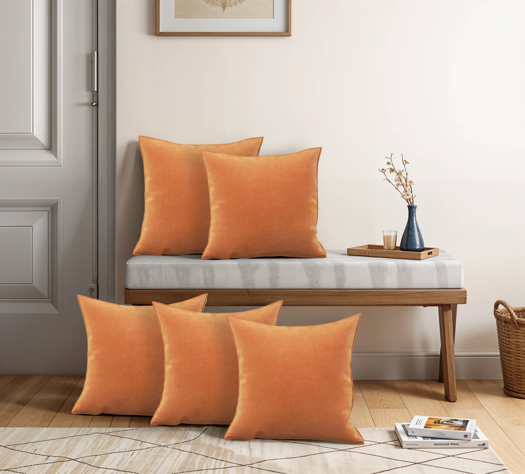 Cotton Velvet Brown Flange Pillow Cover