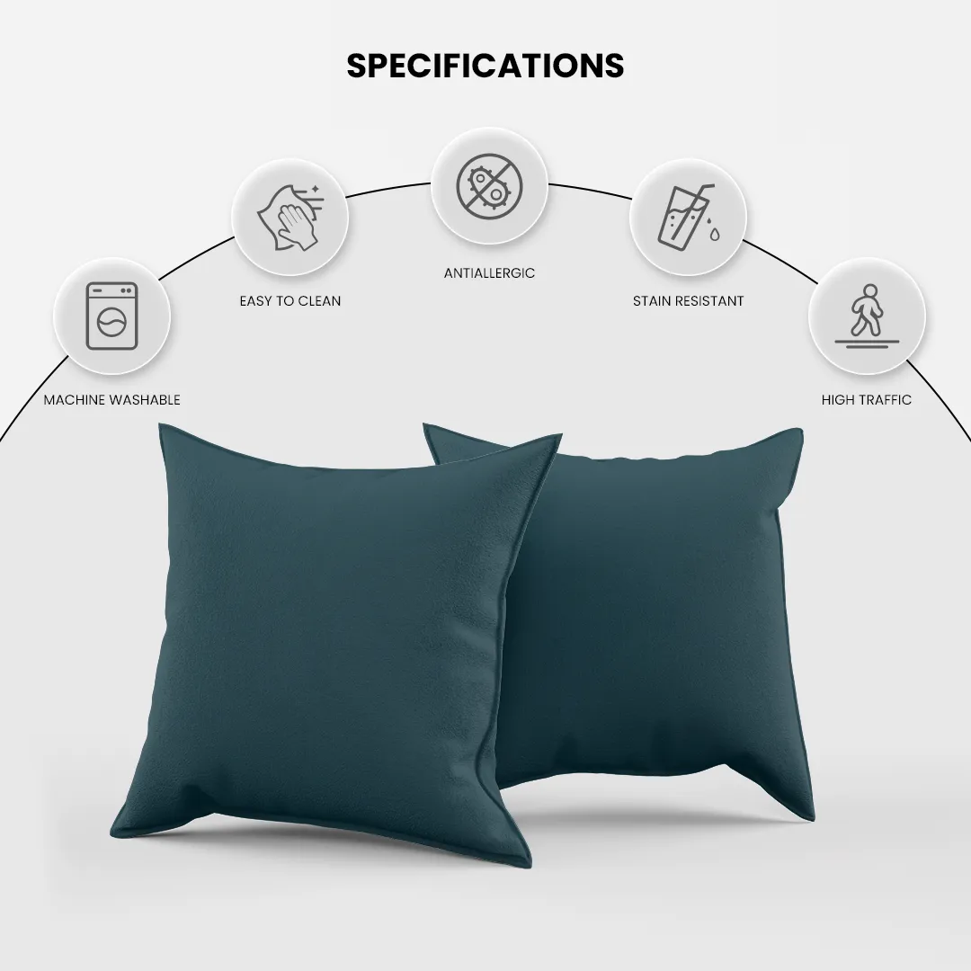 Cotton Velvet Teal Flange Pillow Cover