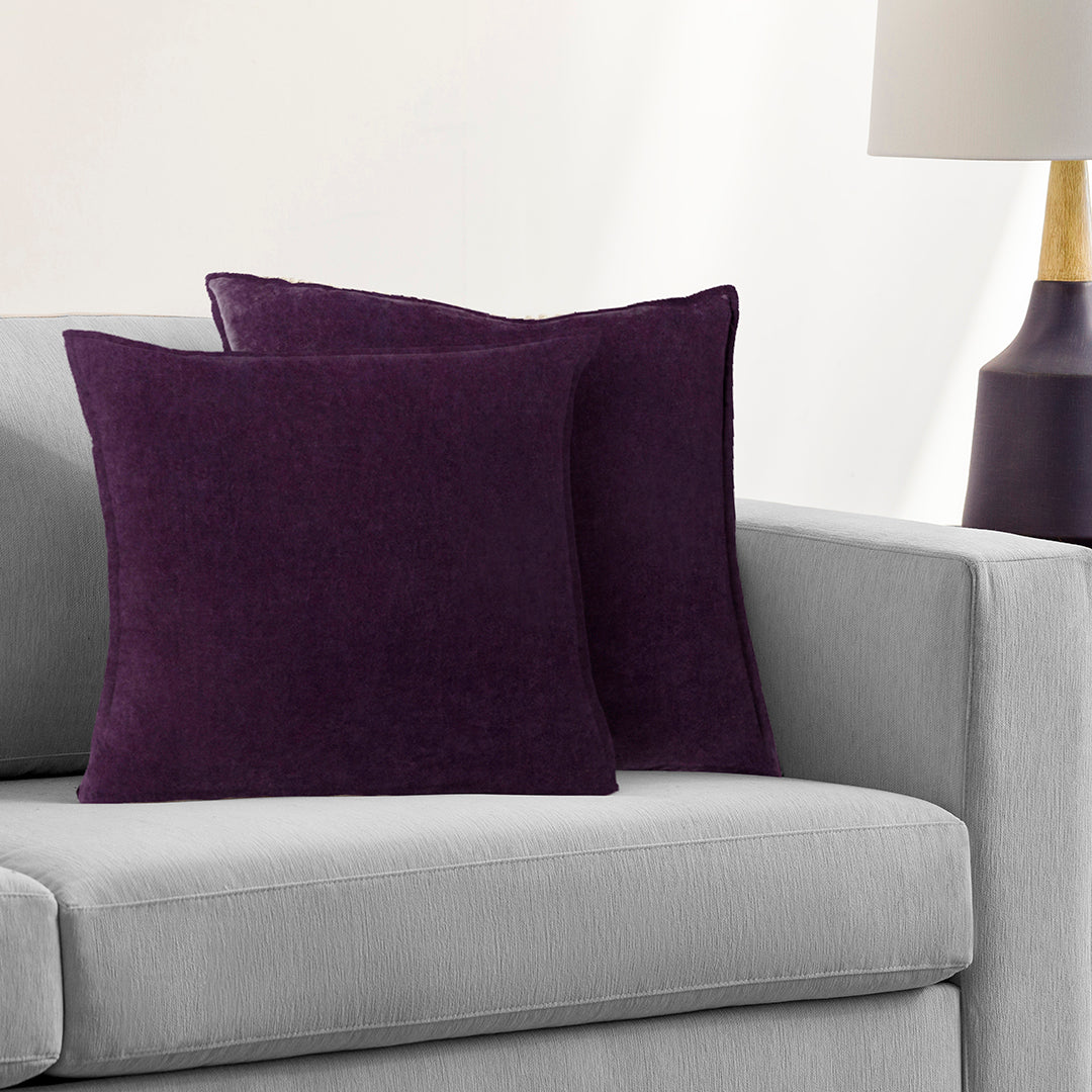 Cotton Velvet Purple Flange Pillow Cover