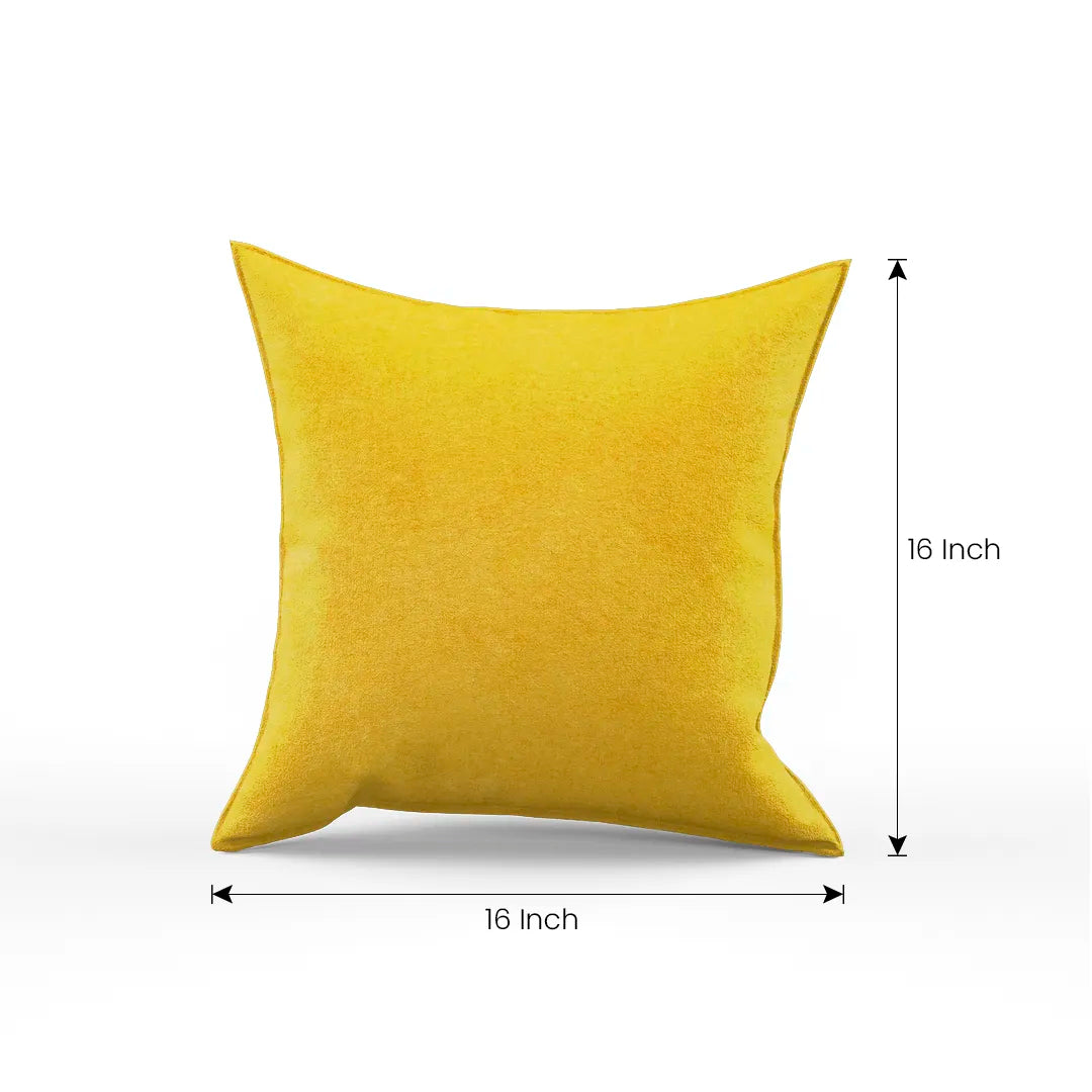 Cotton Velvet Mustard Flange Pillow Cover