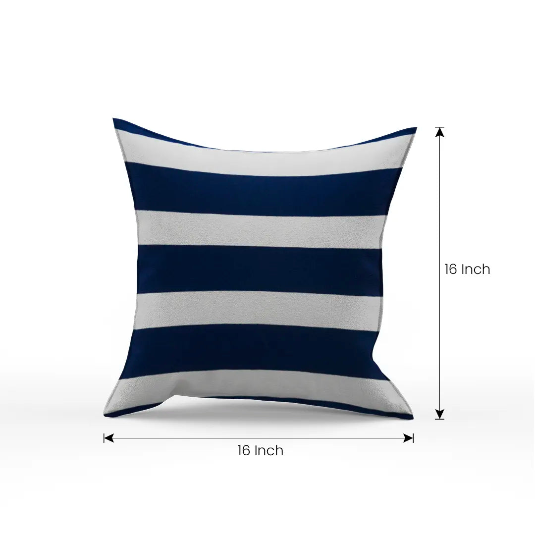 Glyph Cotton Ivory and Navy Stripes Pillow Cover