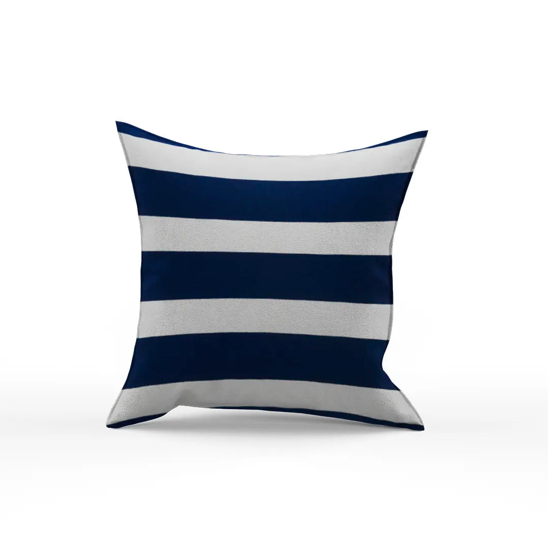 Glyph Cotton Ivory and Navy Stripes Pillow Cover
