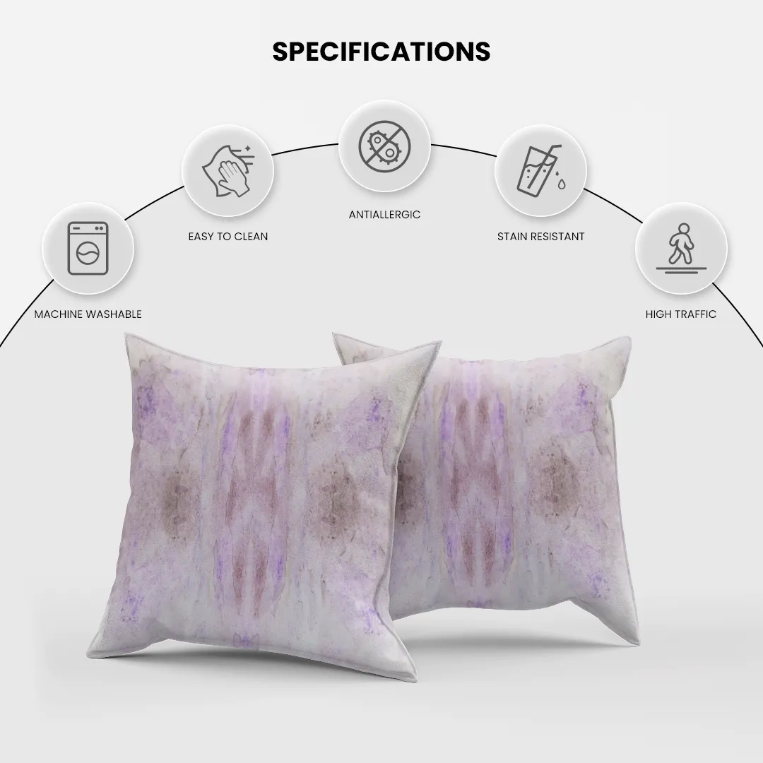 Kalos Poly Satin Purple and White Marble Design Pillow Cover