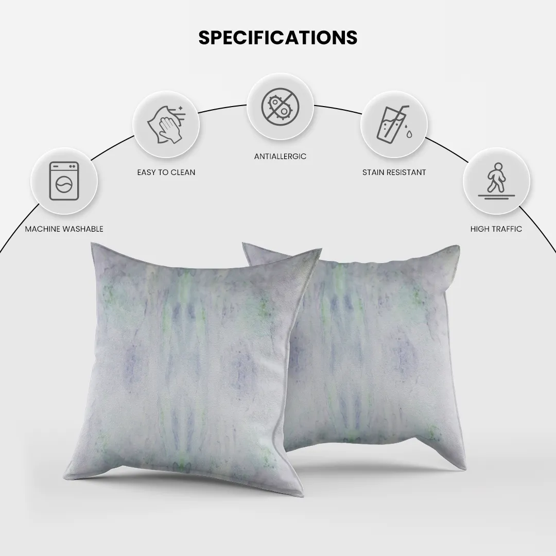 Kalos Poly Satin Green and White Marble Design Pillow Cover