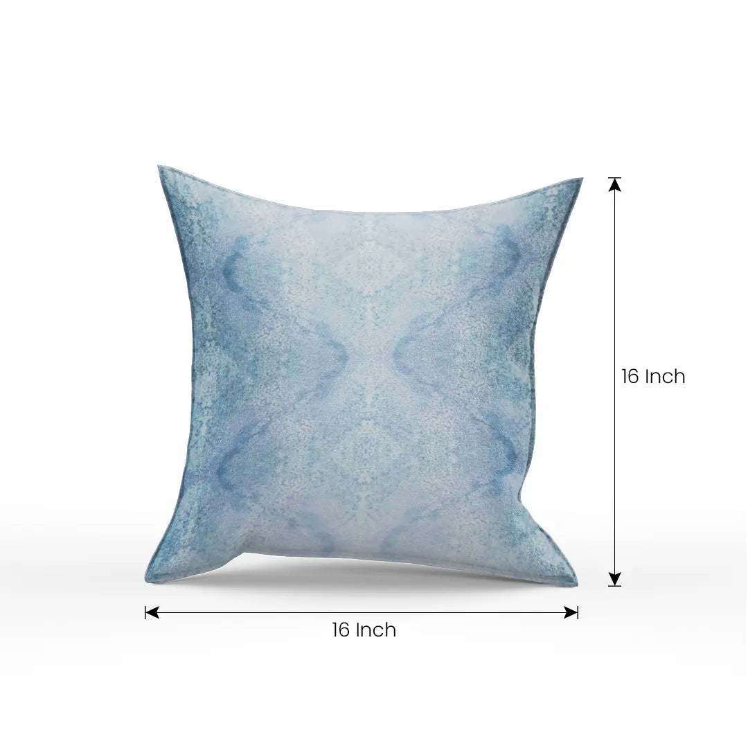 Kalos Poly Satin Blue and White Digital Printed Pillow Cover