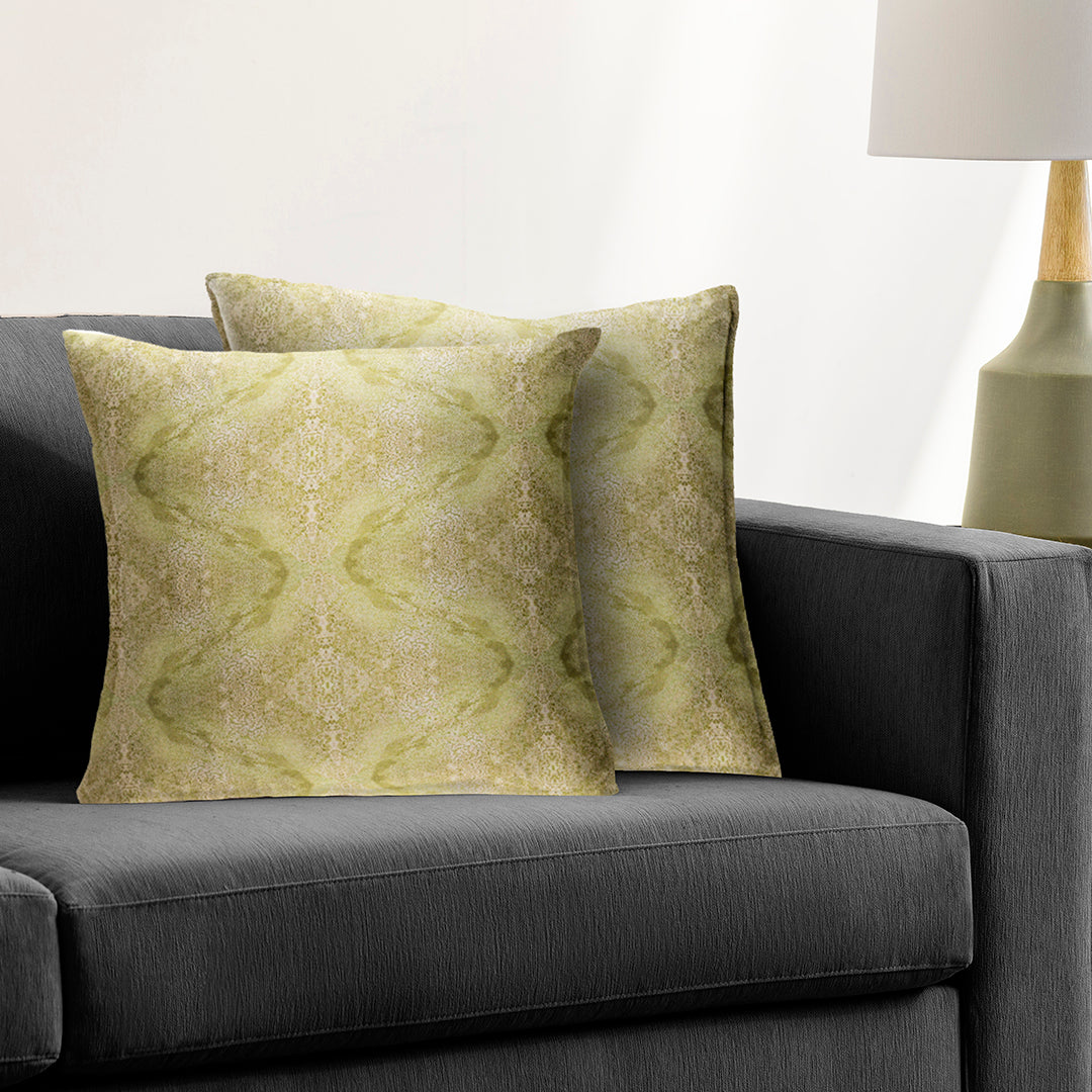 Kalos Poly Satin Olive Green Digital Printed Pillow Cover