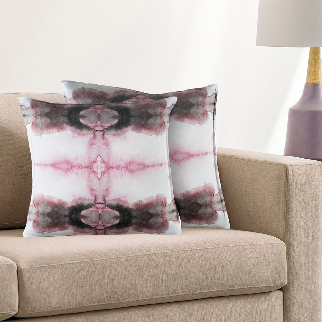 Kalos Silk  Sage and Burgundy Digital Printed Pillow Cover