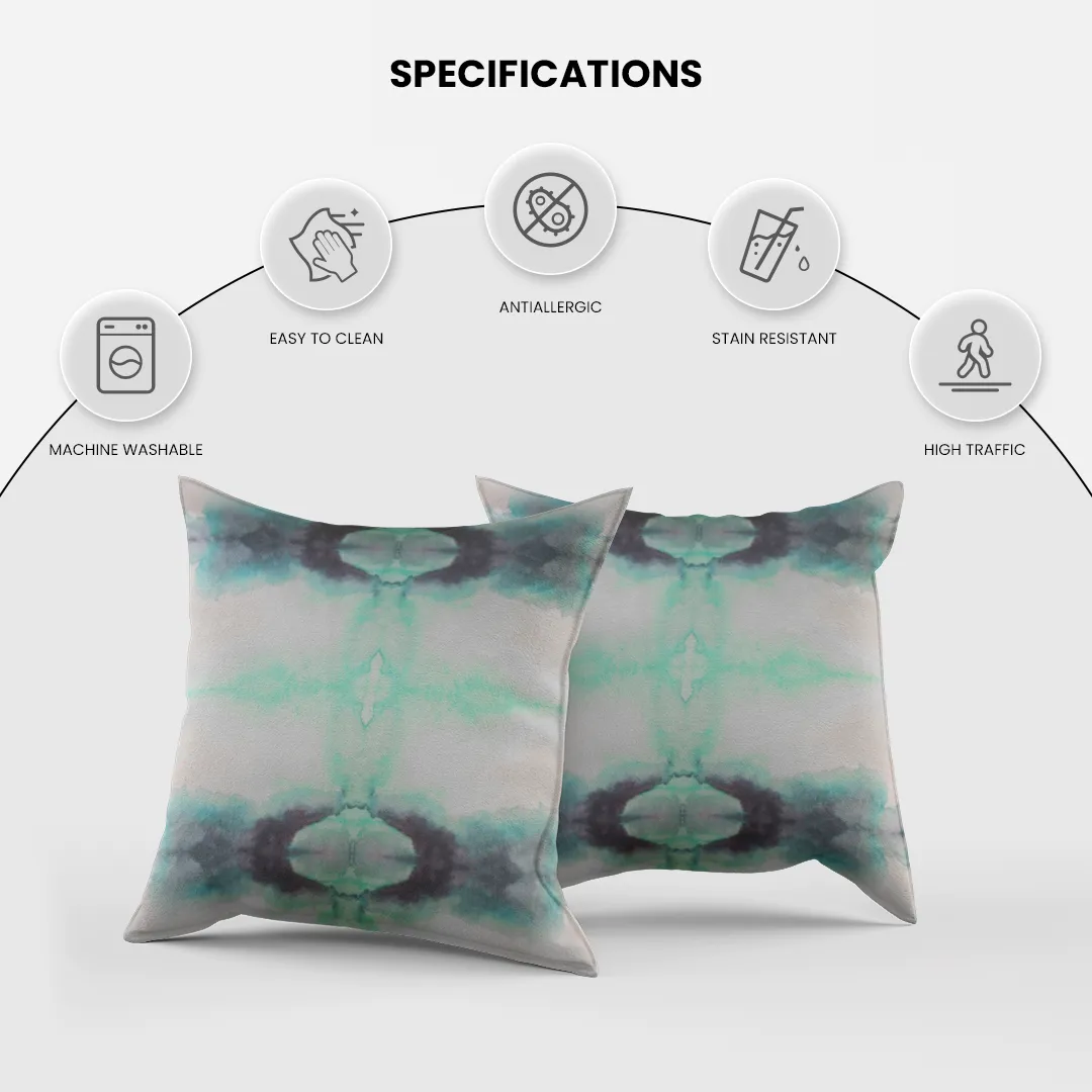 Kalos Silk Aqua and Seafoam Digital Printed Pillow Cover