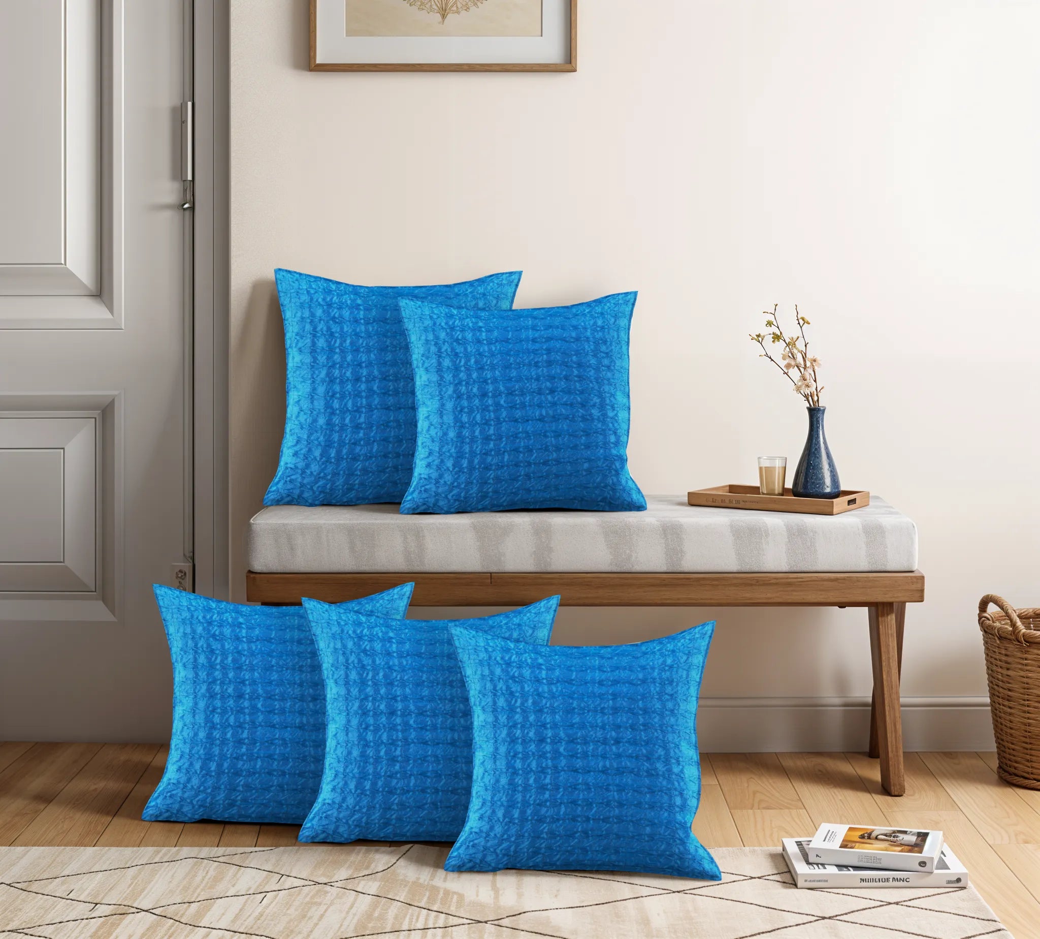 Luxe Life Rutledge Pillow Cover - Elegant Blue Woven Polyester