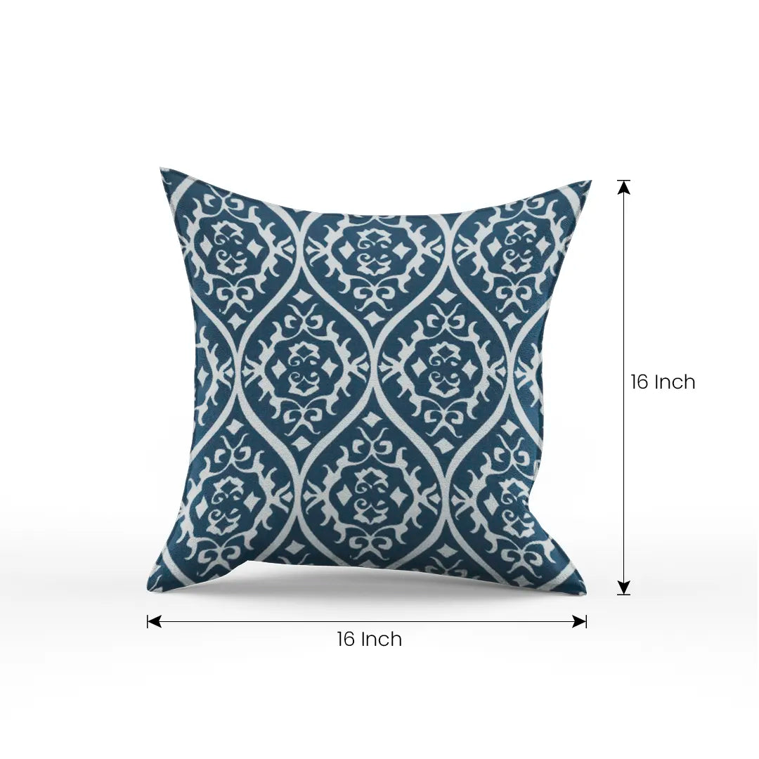 Somerset Cotton Blue and Grey Printed Pillow Cover